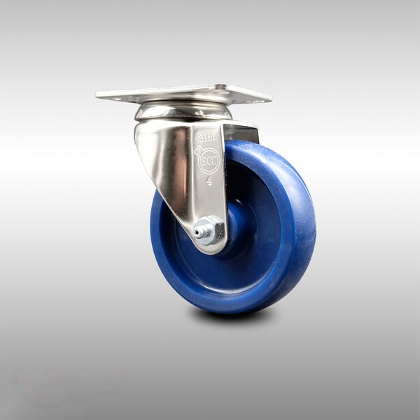 4 Inch 316SS Solid Polyurethane Wheel Swivel Top Plate Caster